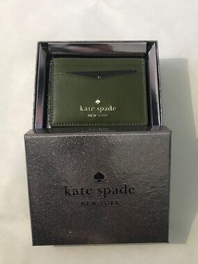 Kate Spade Staci Small Zip Credit Card Holder Wallet in Enchanted Green in Box